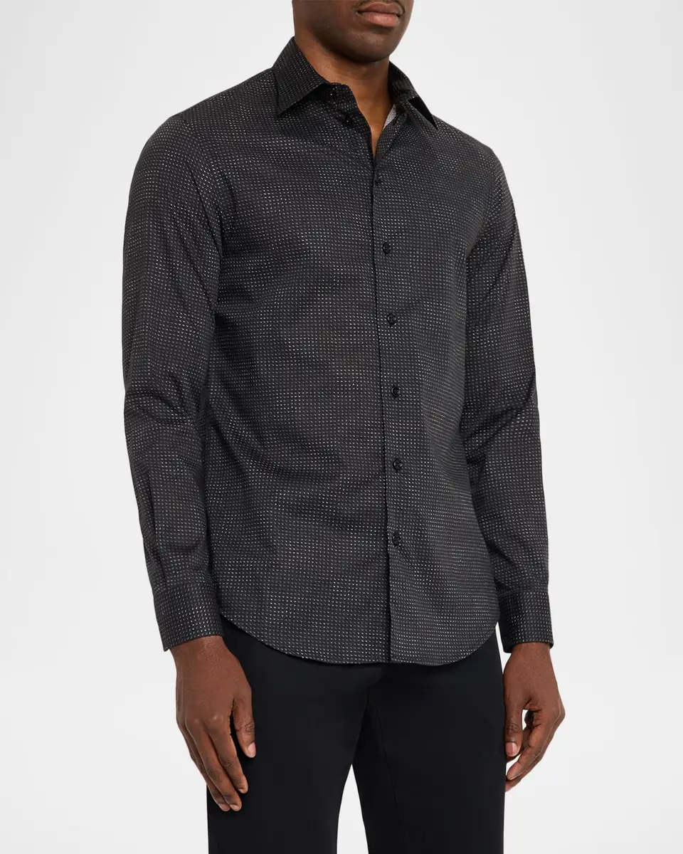 Emporio Armani Men's Cotton Micro-Pattern Sport Shirt | Thumbnail 4