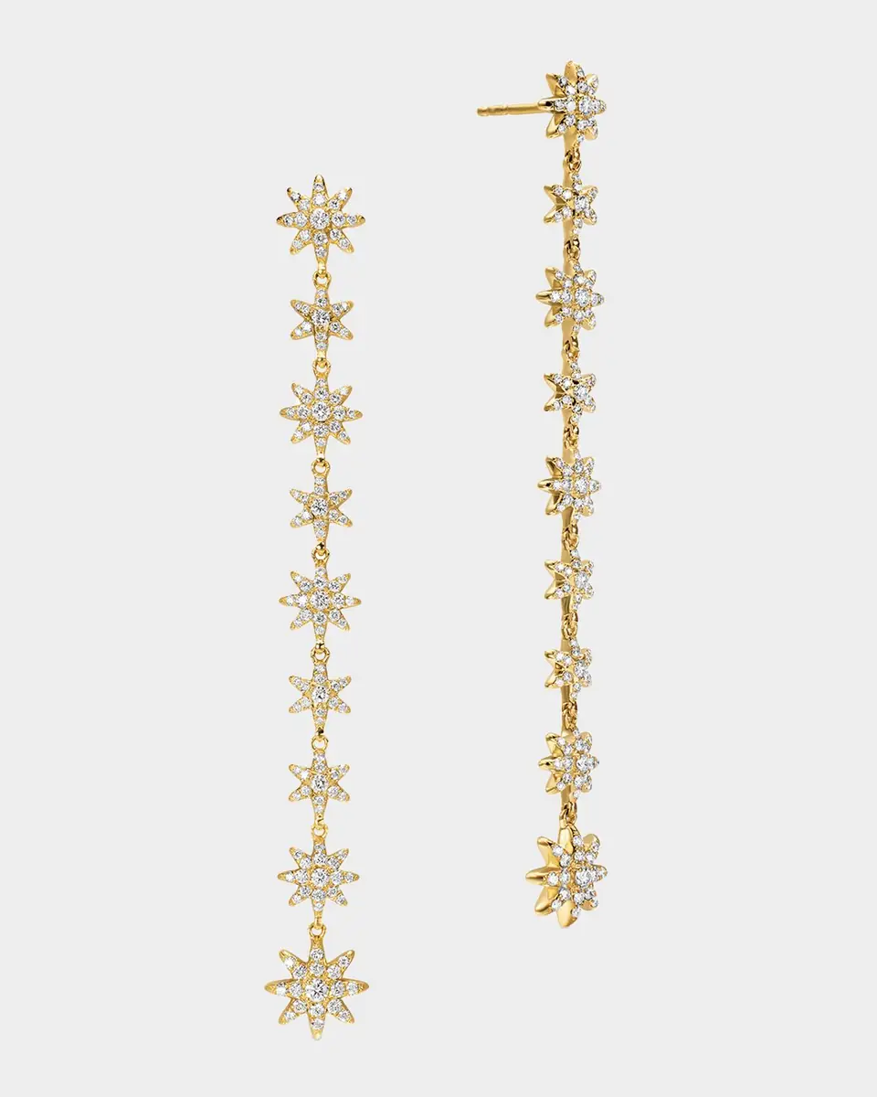 David Yurman Starburst Drop Earrings with Diamonds in 18K Gold, 70mm | Thumbnail 3 David Yurman Starburst Drop Earrings with Diamonds in 18K Gold, 70mm | Thumbnail 3