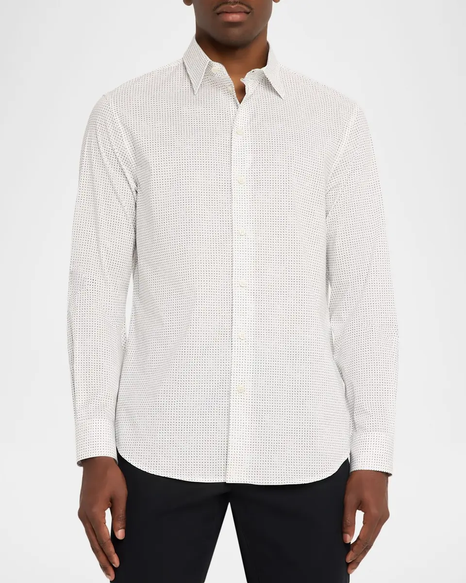 Emporio Armani Men's Cotton Micro-Pattern Sport Shirt | Thumbnail 4