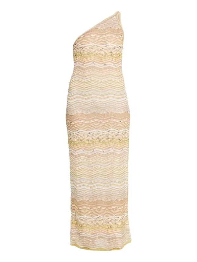 Metallic Chevron One-Shoulder Maxi Dress Metallic Chevron One-Shoulder Maxi Dress