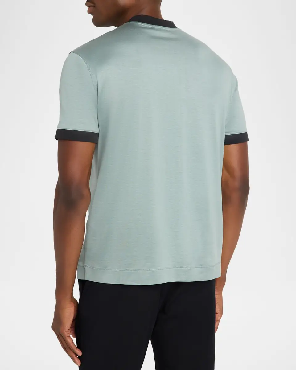 Emporio Armani Men's Lyocell and Cotton Contrast-Trim Crewneck T-Shirt | Thumbnail 3 Emporio Armani Men's Lyocell and Cotton Contrast-Trim Crewneck T-Shirt | Thumbnail 3