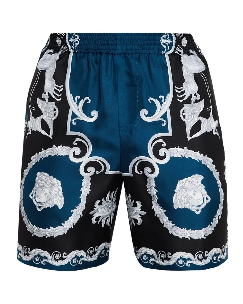 Versace Men 's Printed Silk Twill Pull-On Shorts | Image 1 Versace Men 's Printed Silk Twill Pull-On Shorts | Image 1