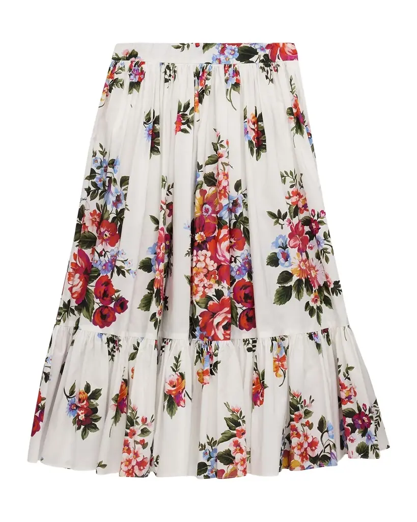 Dolce & Gabbana Girl 's Long Floral Poplin Skirt, Size 2-6 | Image 1 Dolce & Gabbana Girl 's Long Floral Poplin Skirt, Size 2-6 | Image 1