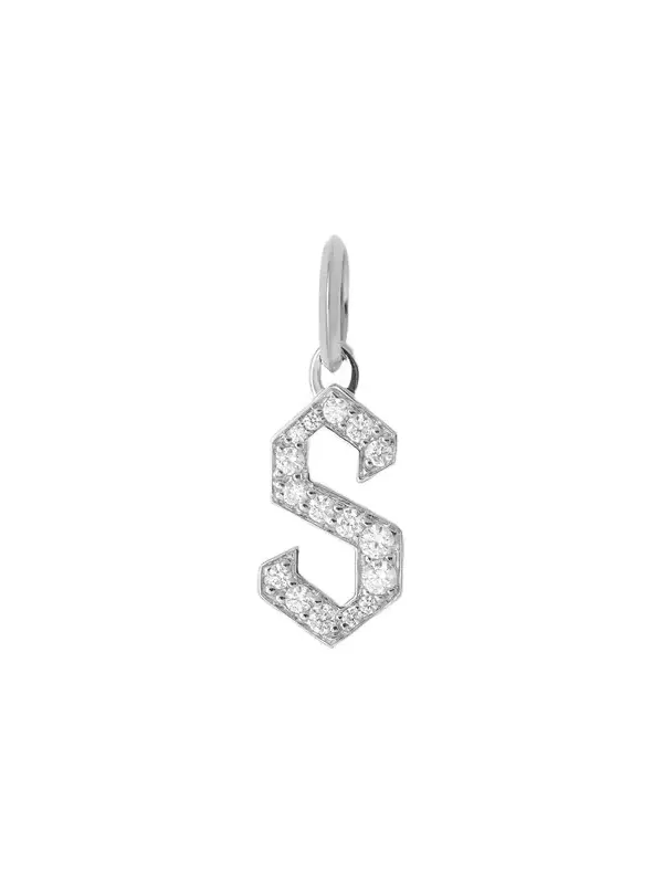 Jennifer Fisher Capital Gothic Letter Charm with Pavé White Diamonds S / 18K White Gold Jennifer Fisher Capital Gothic Letter Charm with Pavé White Diamonds S / 18K White Gold