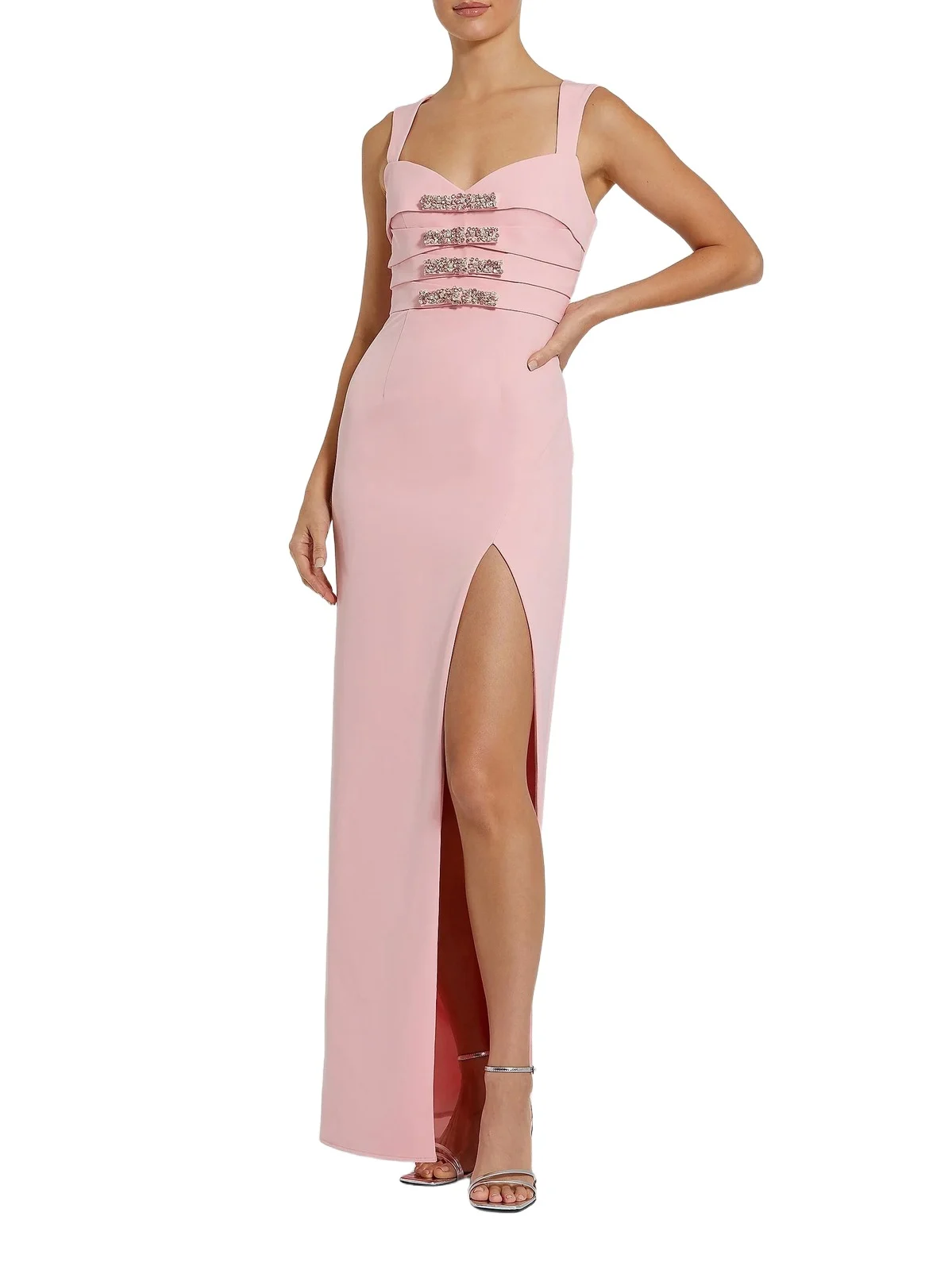 Women's Embellished Bow Crepe Column Gown Women's Embellished Bow Crepe Column Gown