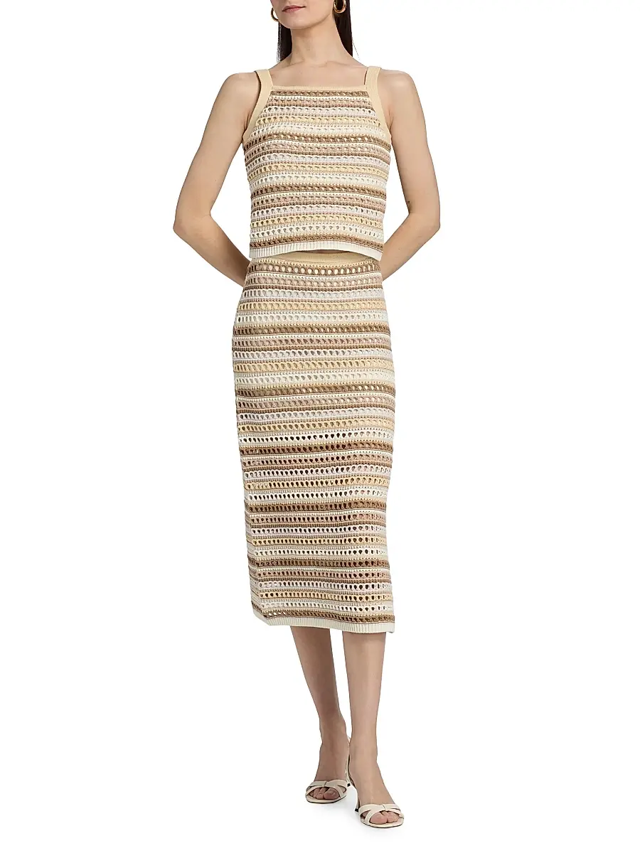 dh New York Women's Sacha Stripe Crochet Cotton Midi-Skirt | Thumbnail 2 dh New York Women's Sacha Stripe Crochet Cotton Midi-Skirt | Thumbnail 2