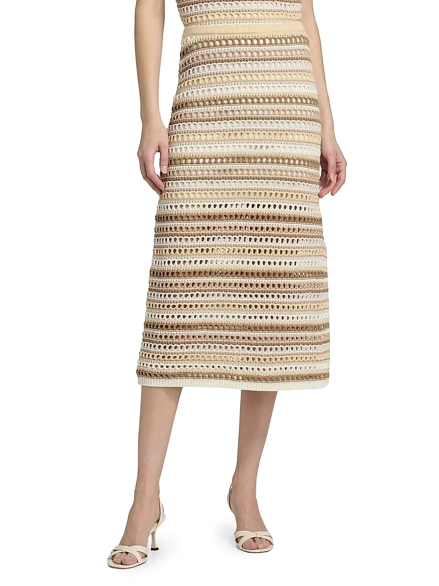 dh New York Women's Sacha Stripe Crochet Cotton Midi-Skirt | Thumbnail 3 dh New York Women's Sacha Stripe Crochet Cotton Midi-Skirt | Thumbnail 3