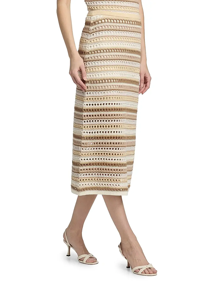 dh New York Women's Sacha Stripe Crochet Cotton Midi-Skirt | Thumbnail 4 dh New York Women's Sacha Stripe Crochet Cotton Midi-Skirt | Thumbnail 4
