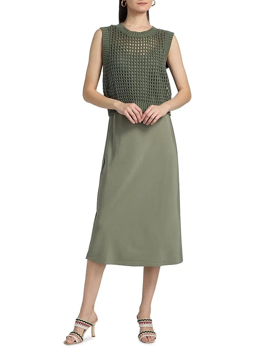 dh New York Women's Mixed-Media Cotton Midi-Dress | Thumbnail 3 dh New York Women's Mixed-Media Cotton Midi-Dress | Thumbnail 3