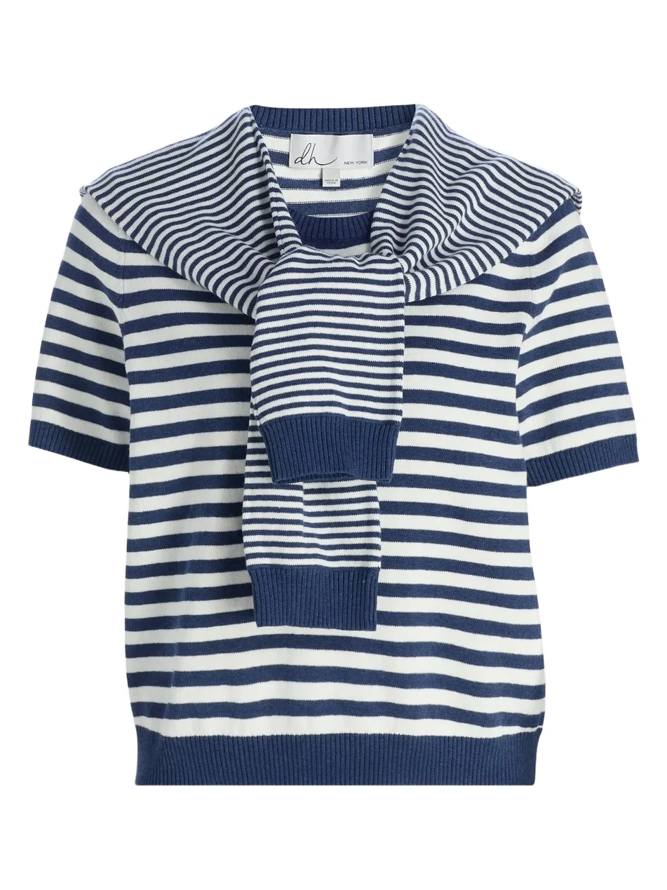 dh New York Women's Joan Striped Tie Blouse