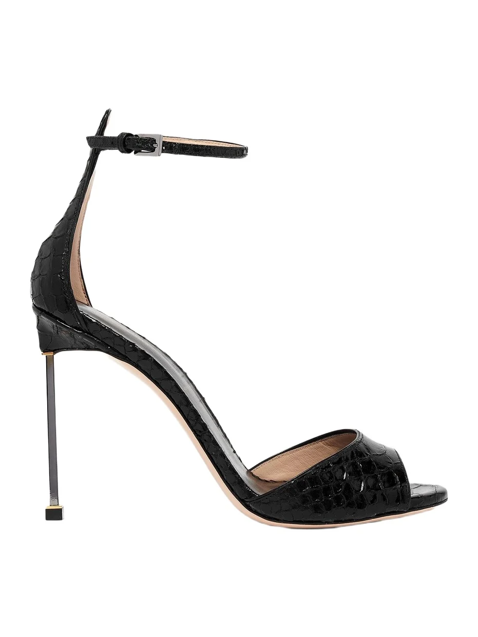 Women's 105MM Python-Embossed Stiletto Sandals Women's 105MM Python-Embossed Stiletto Sandals
