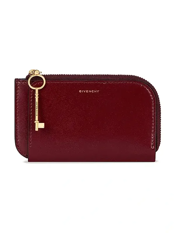 Givenchy Women's Lucky Charms Zipped Card Holder in Box Leather - Aubergine