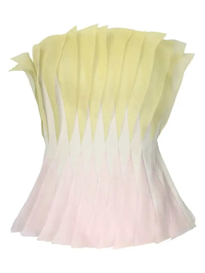Chorus Exclusive Marlon Pleated Silk-Blend Organza Top