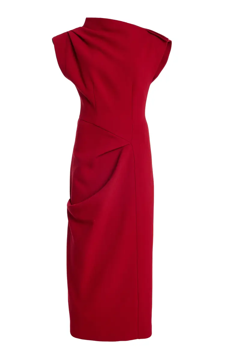 Asymmetric Wool-Blend Midi Dress Asymmetric Wool-Blend Midi Dress