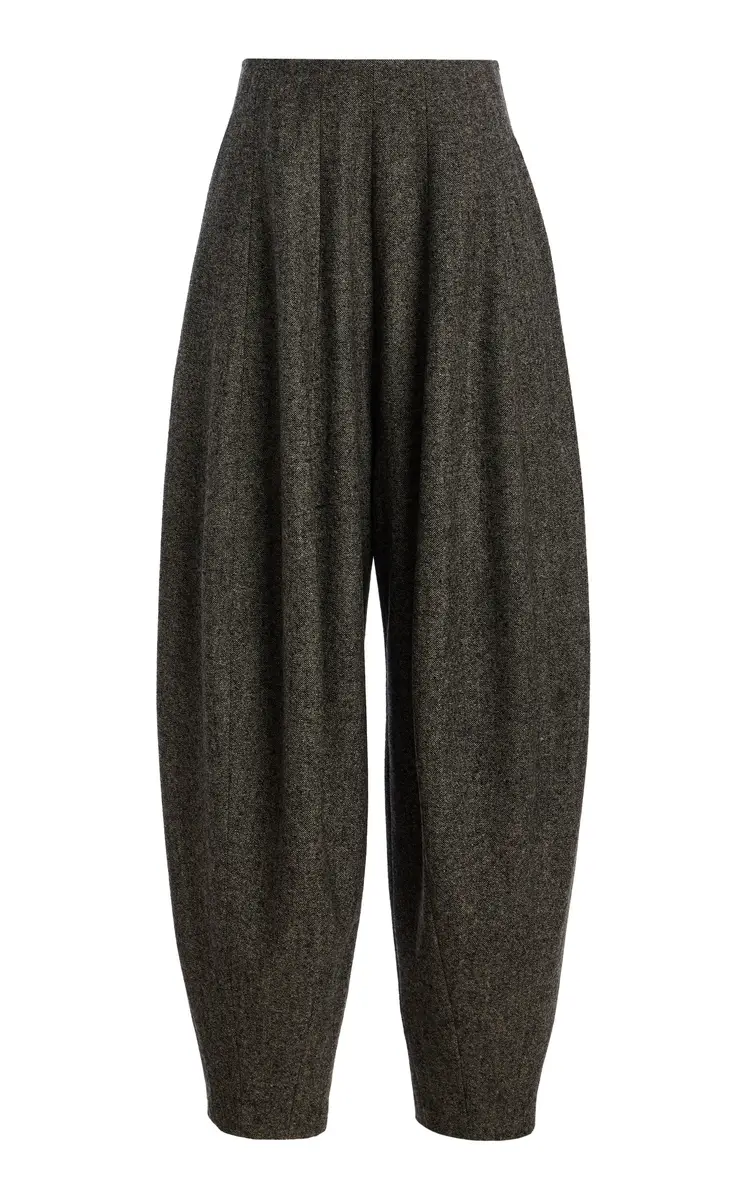Ashlyn Blaine Rounded Wool-Blend Wide-Leg Pants