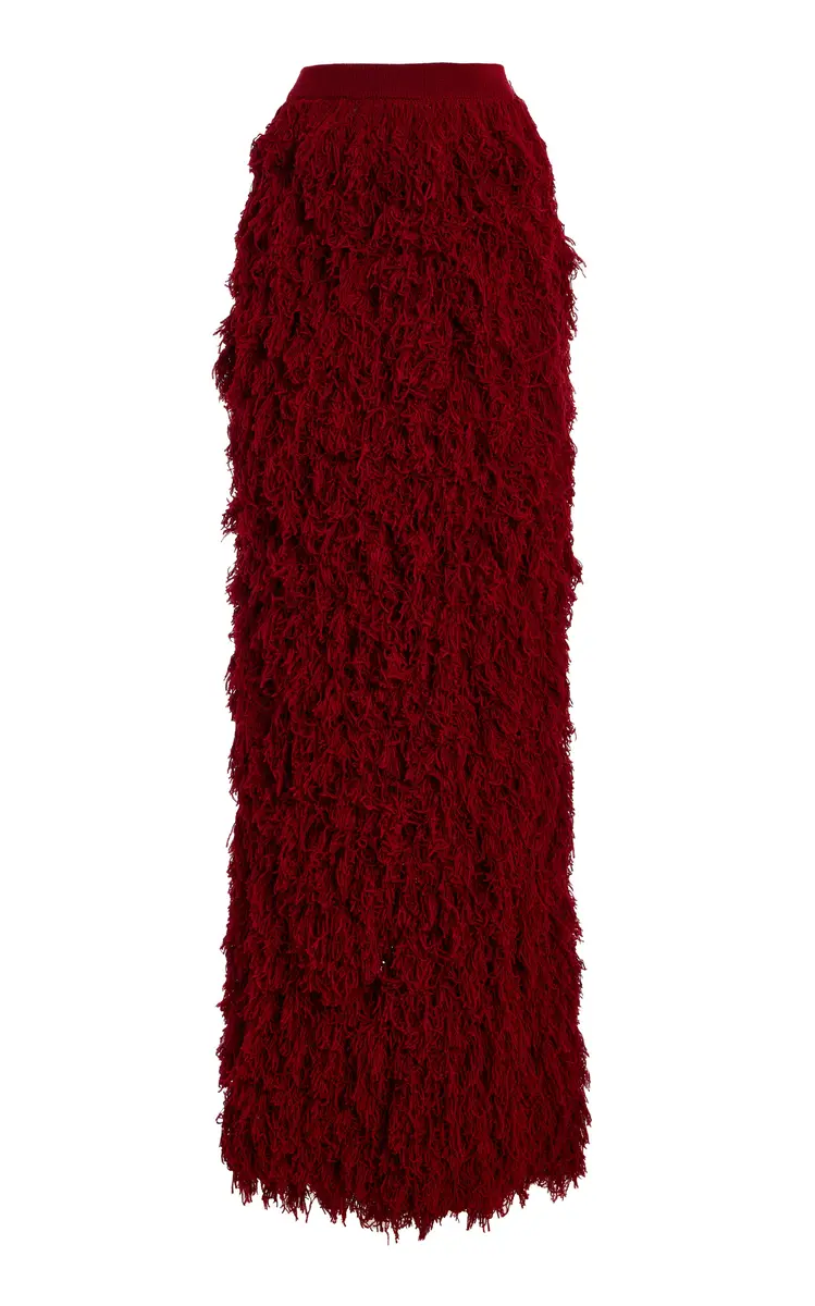 Ashlyn Curly Textured Wool Maxi Skirt