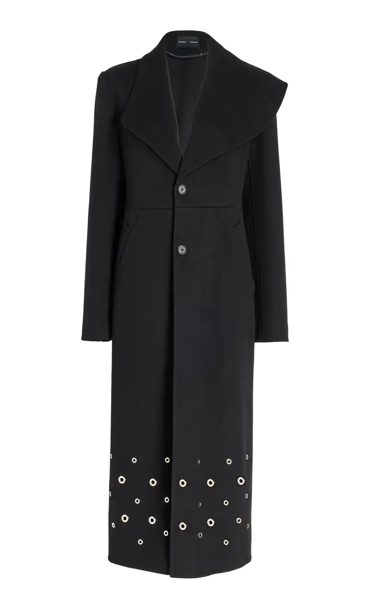 Proenza Schouler Alix Grommet-Embellished Longline Wool-Blend Coat