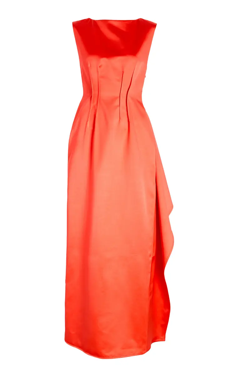 Isoria Draped Satin Maxi Dress Isoria Draped Satin Maxi Dress