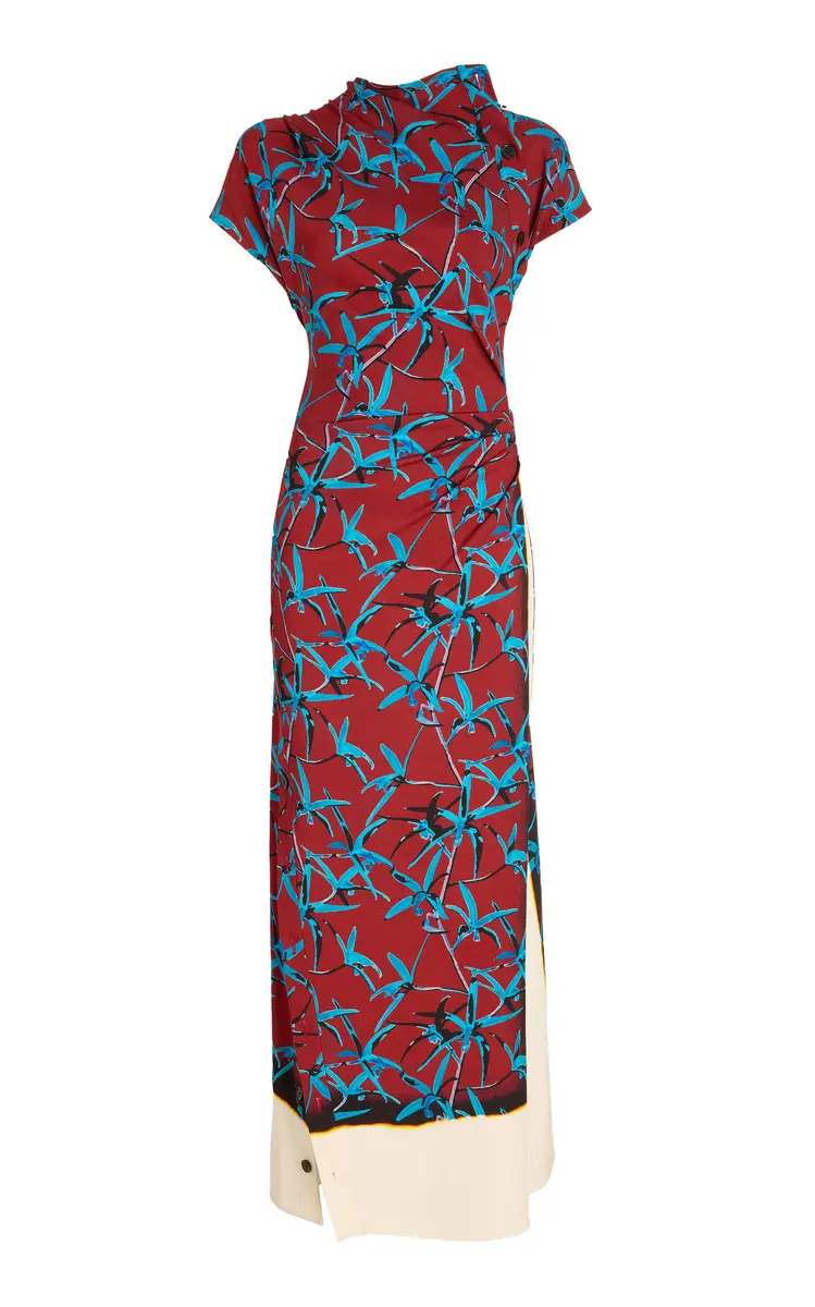 Anais Floral Stretch-Cady Maxi Dress Anais Floral Stretch-Cady Maxi Dress