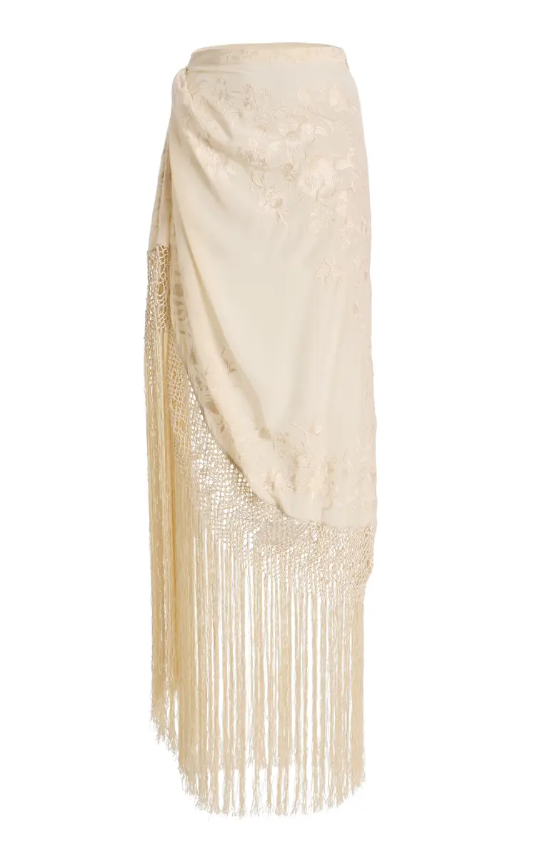 Ulla Johnson Lark Fringed Silk Maxi Skirt