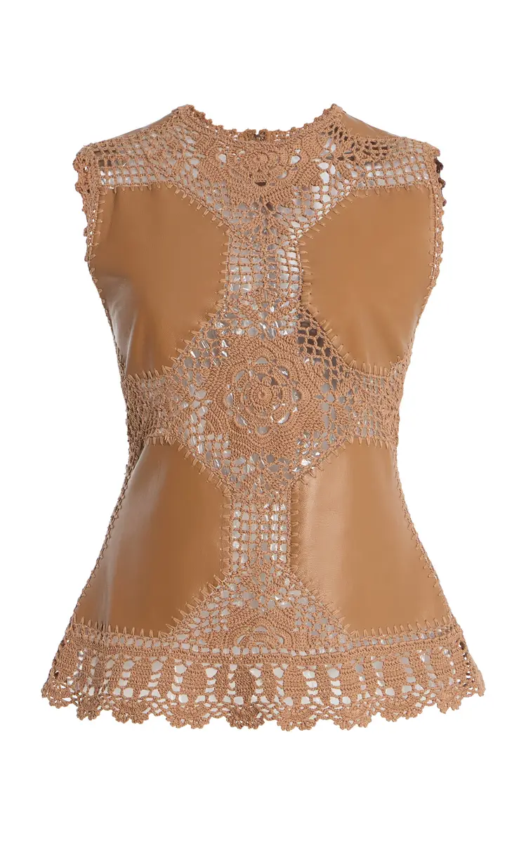Livia Crochet Leather Top