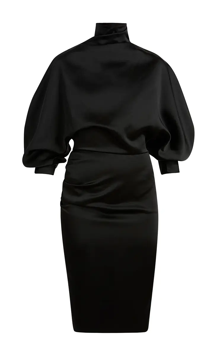 Khaite Harlin Crushed Satin Midi Dress