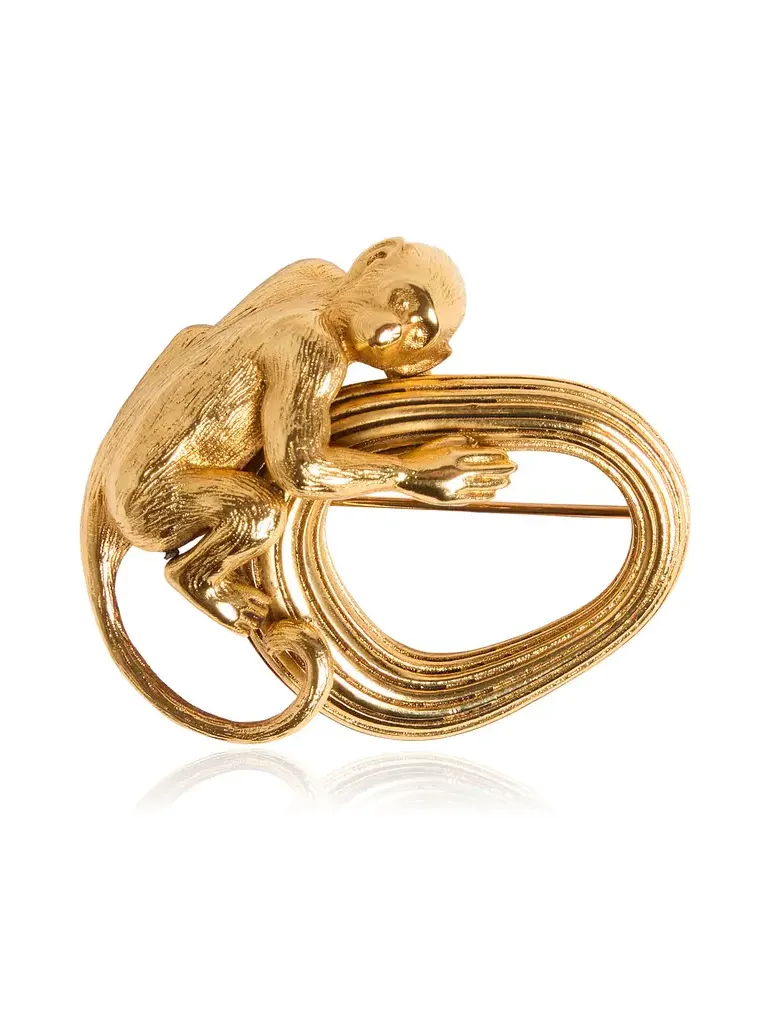 Monkey 18K Gold-Plated Brass Brooch Monkey 18K Gold-Plated Brass Brooch