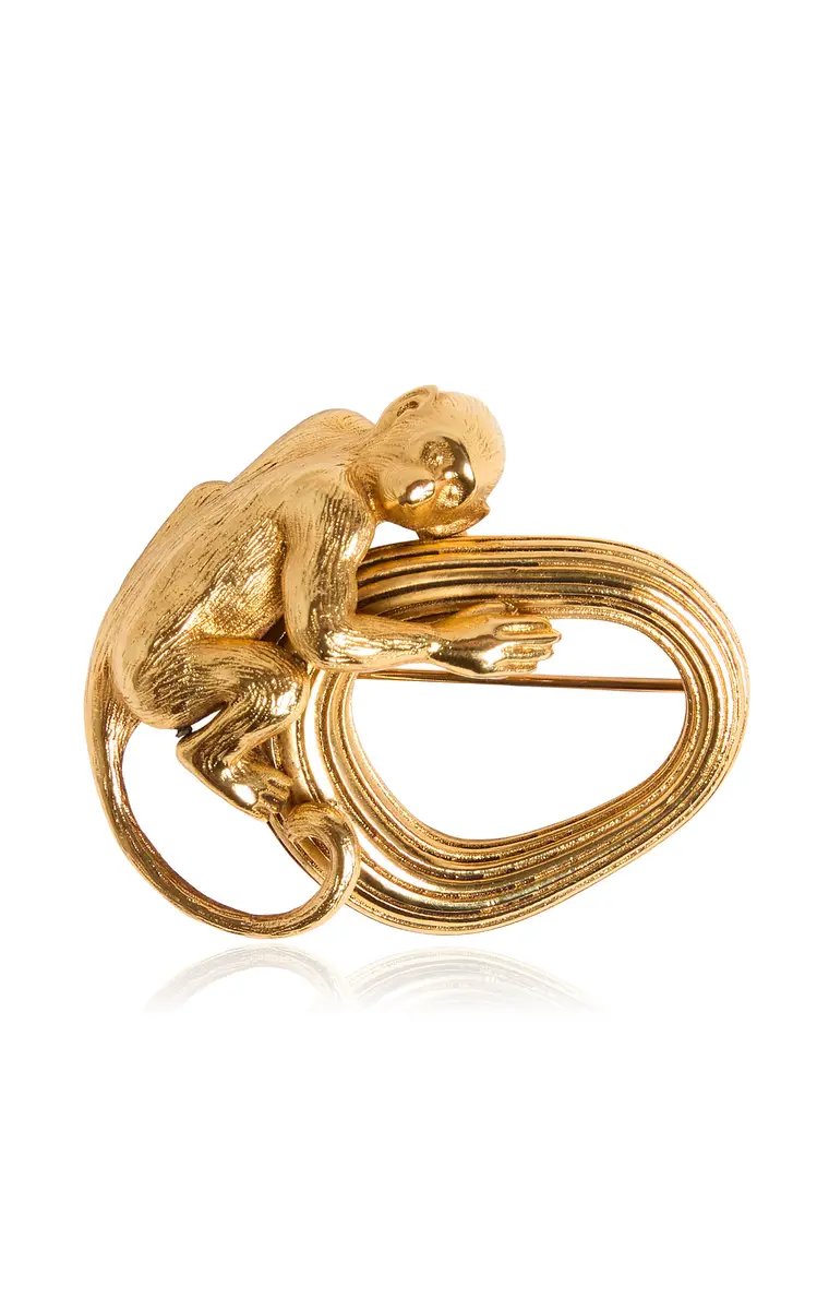 Khaite Monkey 18K Gold-Plated Brass Brooch