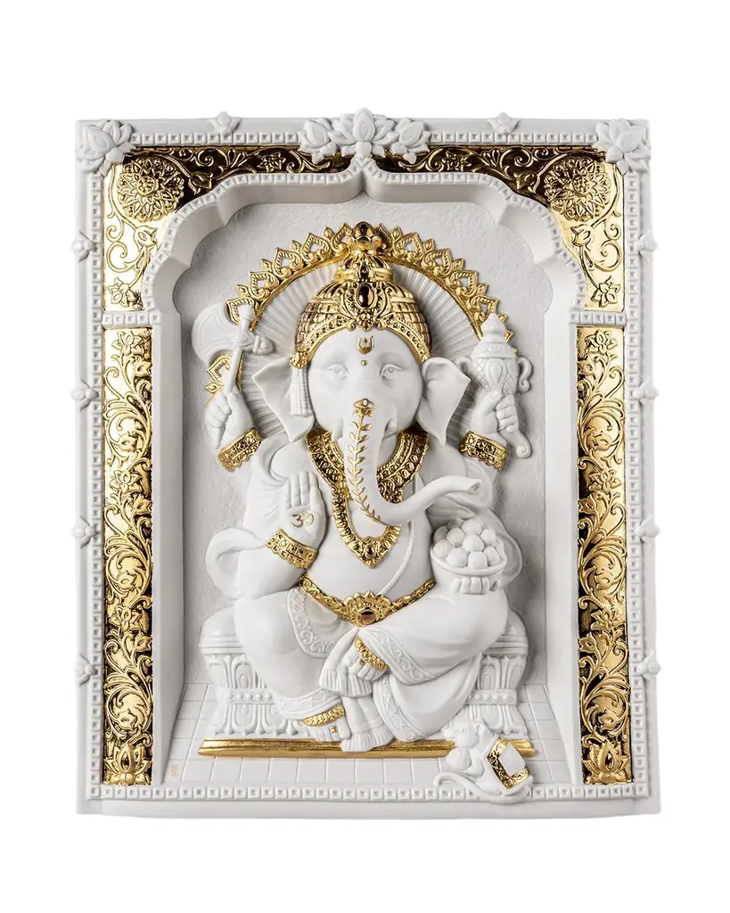 Lladro Lord Ganesha Relief Sculpture Wall Art