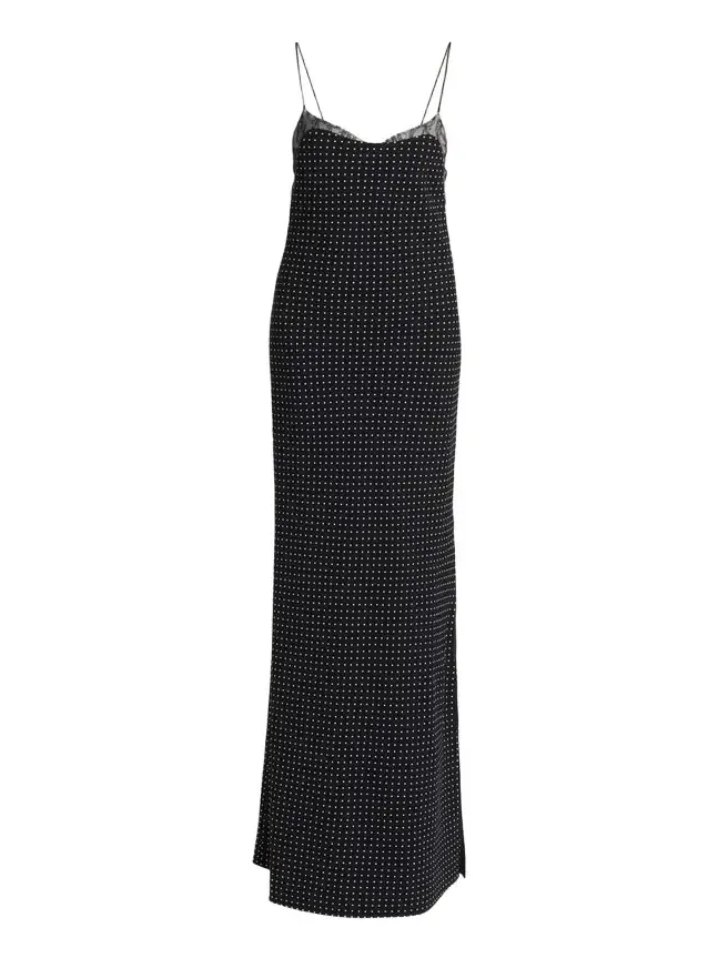 Polka Dot Silk Backless Maxi Slip Dress Polka Dot Silk Backless Maxi Slip Dress
