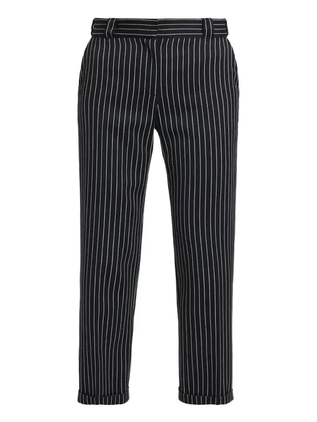 Pinstripe Straight-Leg Ankle Trousers