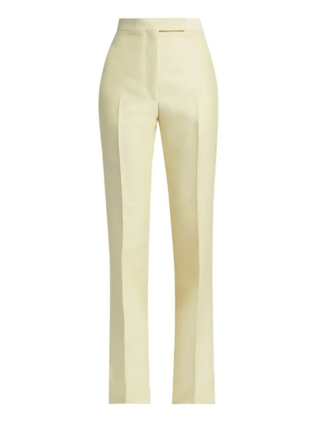 High-Rise Wool-Silk Straight-Leg Pants