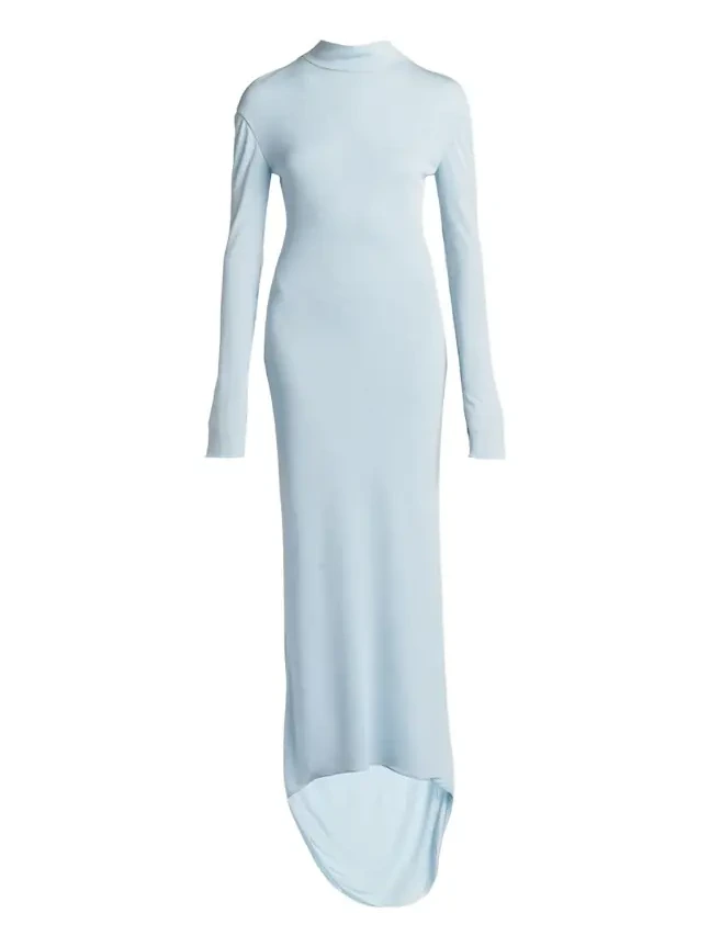 Long-Sleeve Twisted Open-Back Crepe Jersey Gown Long-Sleeve Twisted Open-Back Crepe Jersey Gown