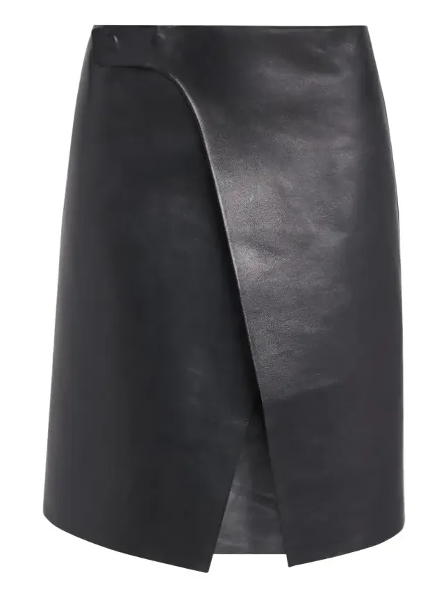 Nappa Leather Wrap Skirt