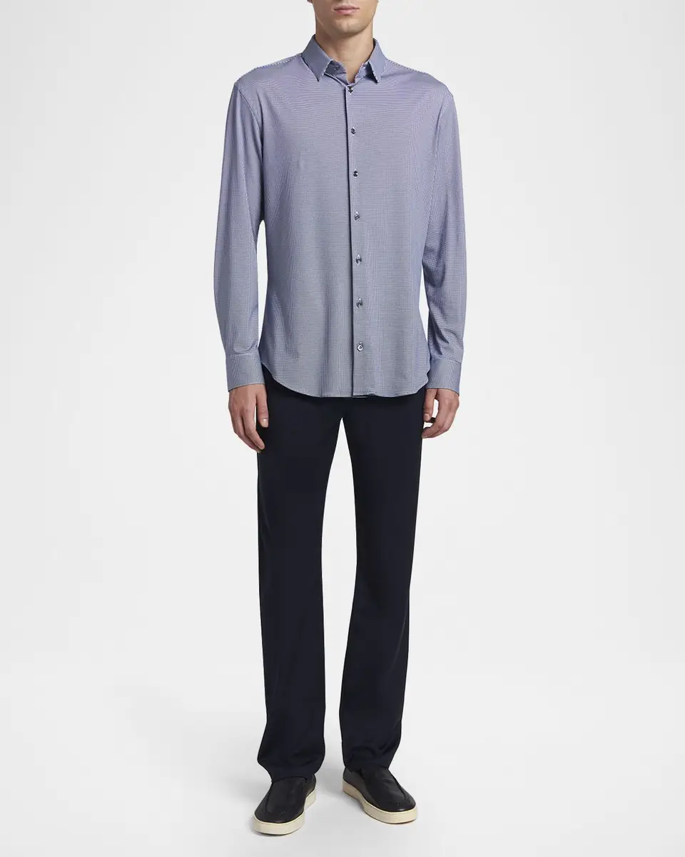 Giorgio Armani Men's Micro-Printed Stretch Button-Down Shirt | Thumbnail 2 Giorgio Armani Men's Micro-Printed Stretch Button-Down Shirt | Thumbnail 2