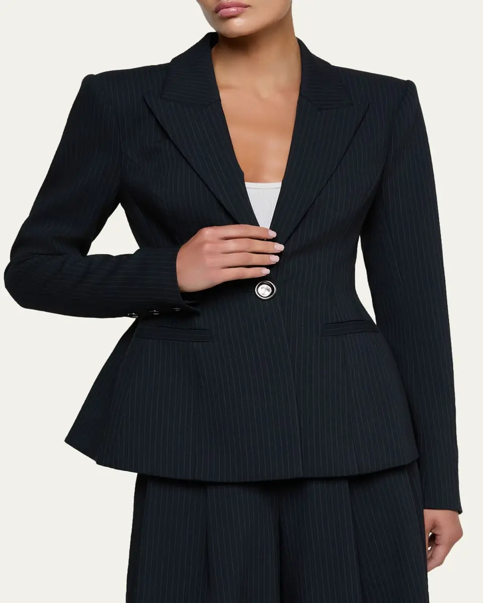L'Agence Therese Single-Breasted Pinstripe Blazer | Thumbnail 4 L'Agence Therese Single-Breasted Pinstripe Blazer | Thumbnail 4