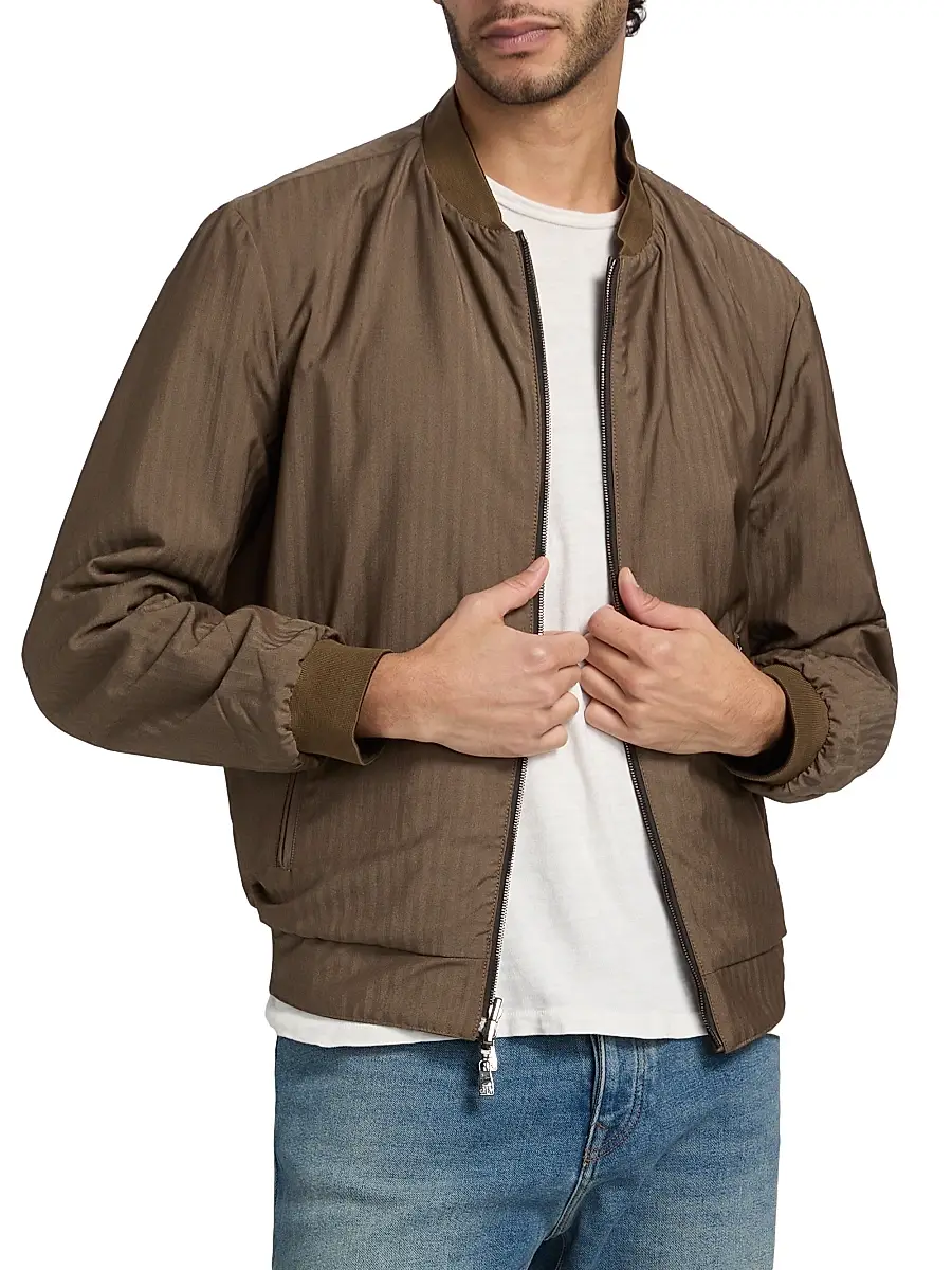 CORNELIANI Men's Reversible Leather & Twill Bomber Jacket | Thumbnail 6 CORNELIANI Men's Reversible Leather & Twill Bomber Jacket | Thumbnail 6