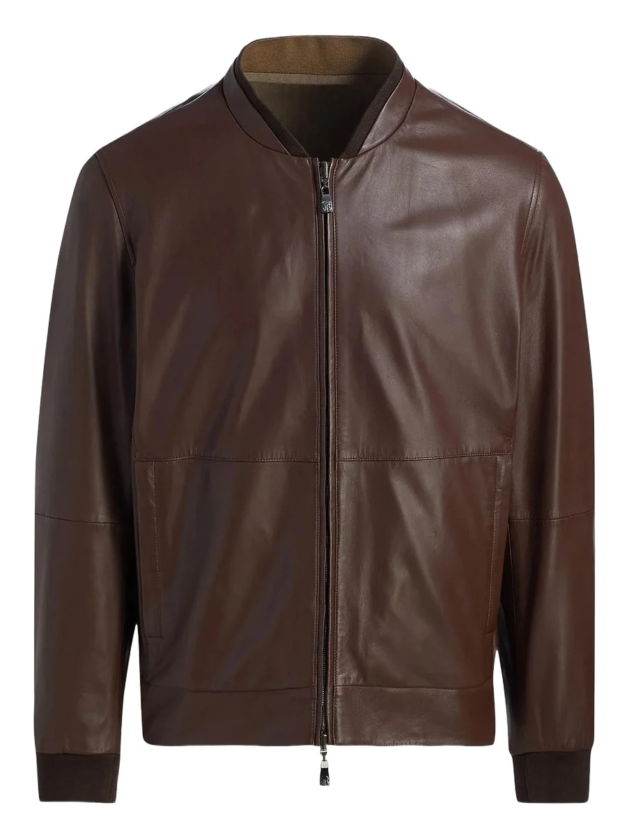 Men's Reversible Leather & Twill Bomber Jacket Men's Reversible Leather & Twill Bomber Jacket