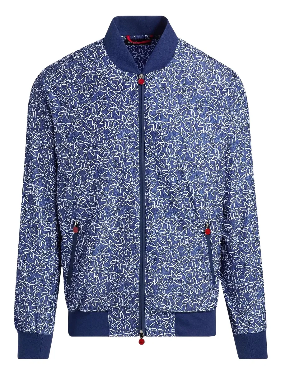 Kiton Men's Floral Swim Bomber Jacket