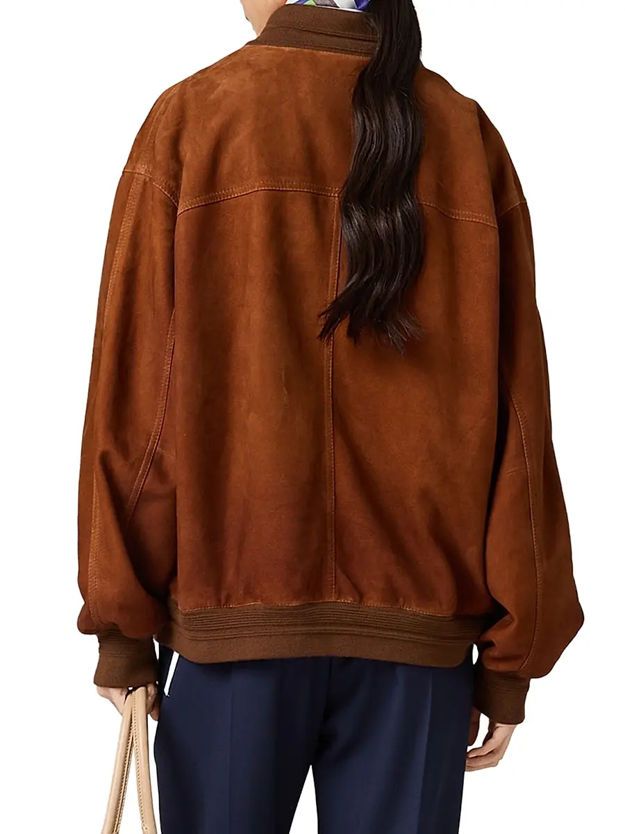Miu Miu Women's Waxed Suede Jacket - Brown | Thumbnail 3 Miu Miu Women's Waxed Suede Jacket - Brown | Thumbnail 3