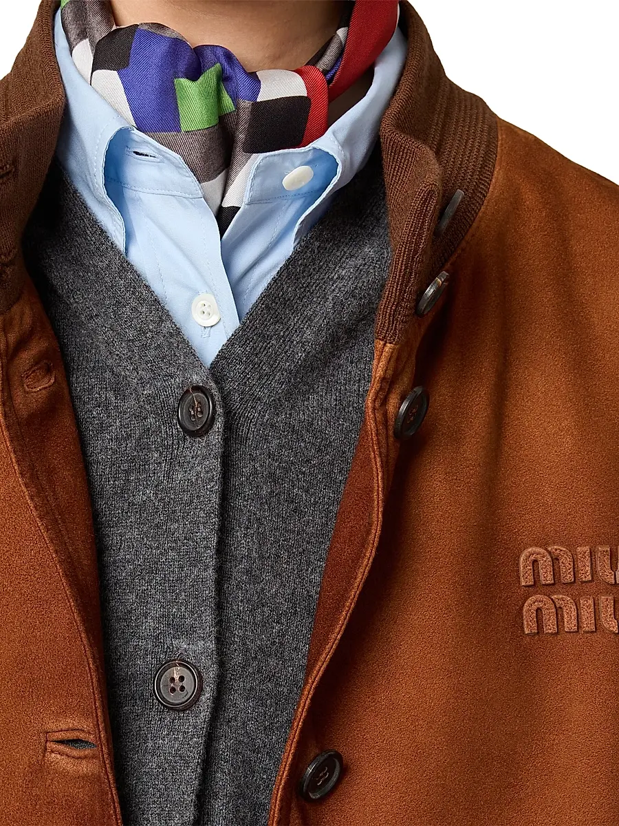 Miu Miu Women's Waxed Suede Jacket - Brown | Thumbnail 5 Miu Miu Women's Waxed Suede Jacket - Brown | Thumbnail 5
