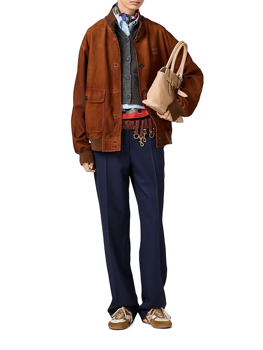 Miu Miu Women's Waxed Suede Jacket - Brown | Thumbnail 6 Miu Miu Women's Waxed Suede Jacket - Brown | Thumbnail 6