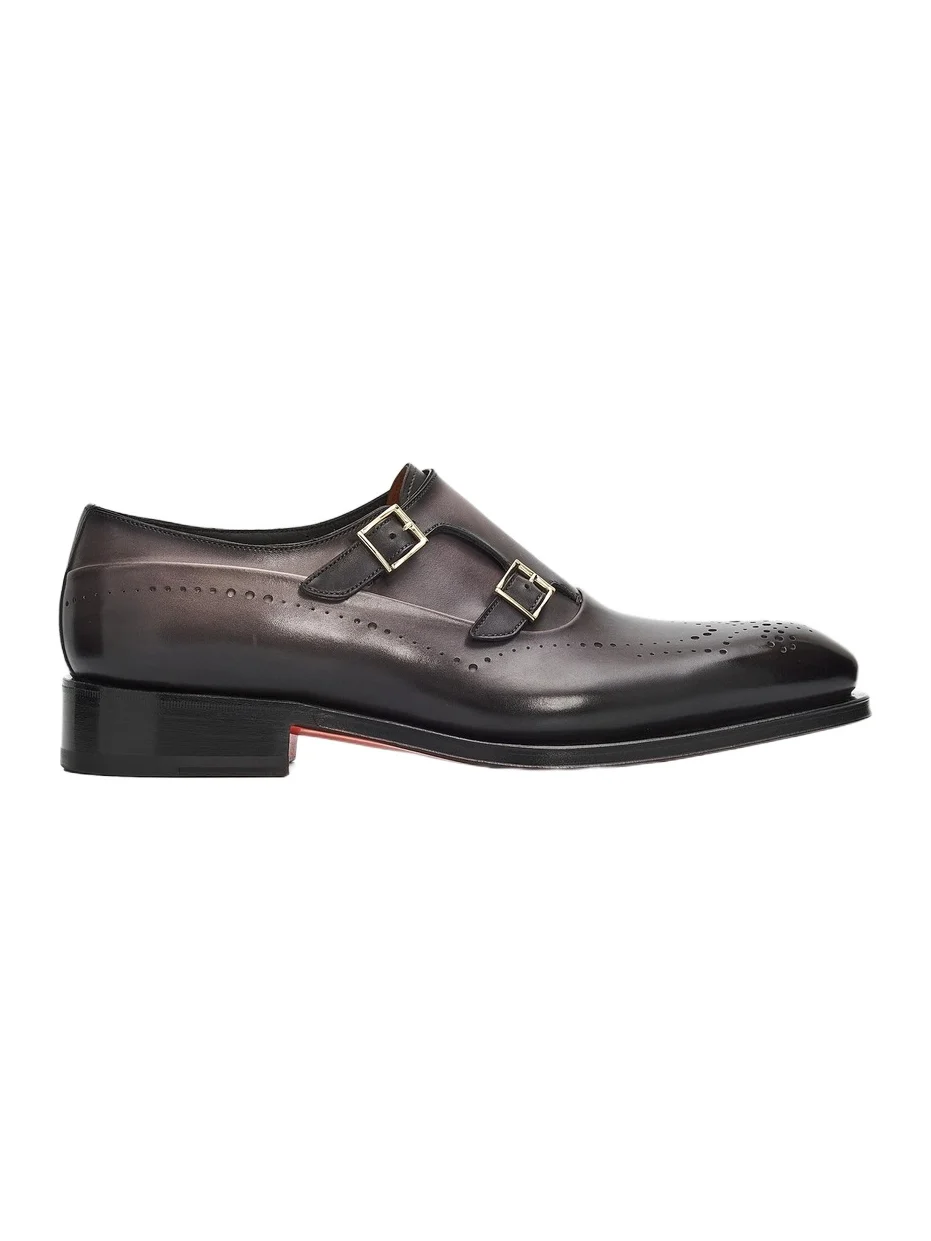 Santoni Men's Kaj Monk-Strap Leather Brogues