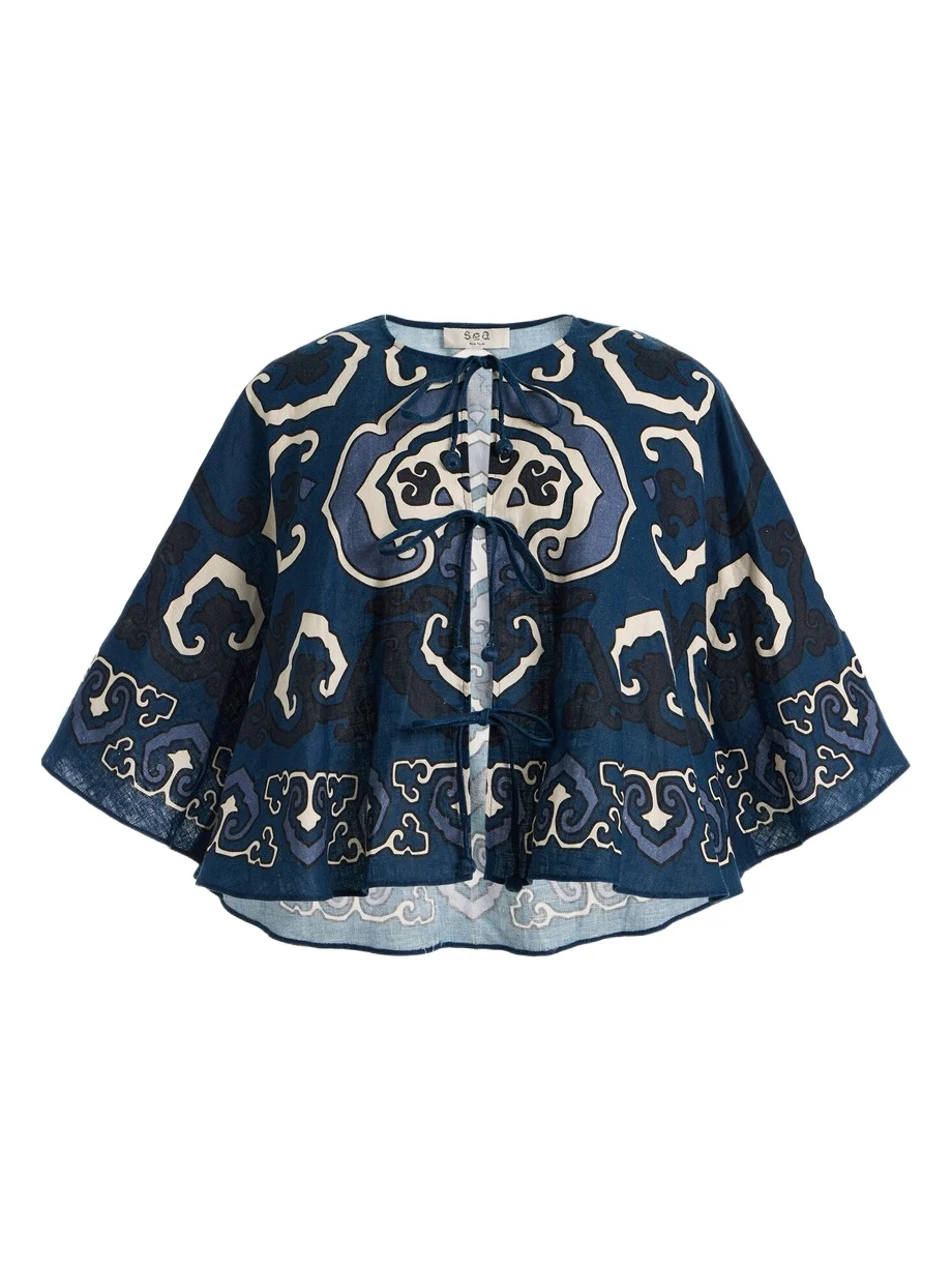 Blaise Print Linen Top