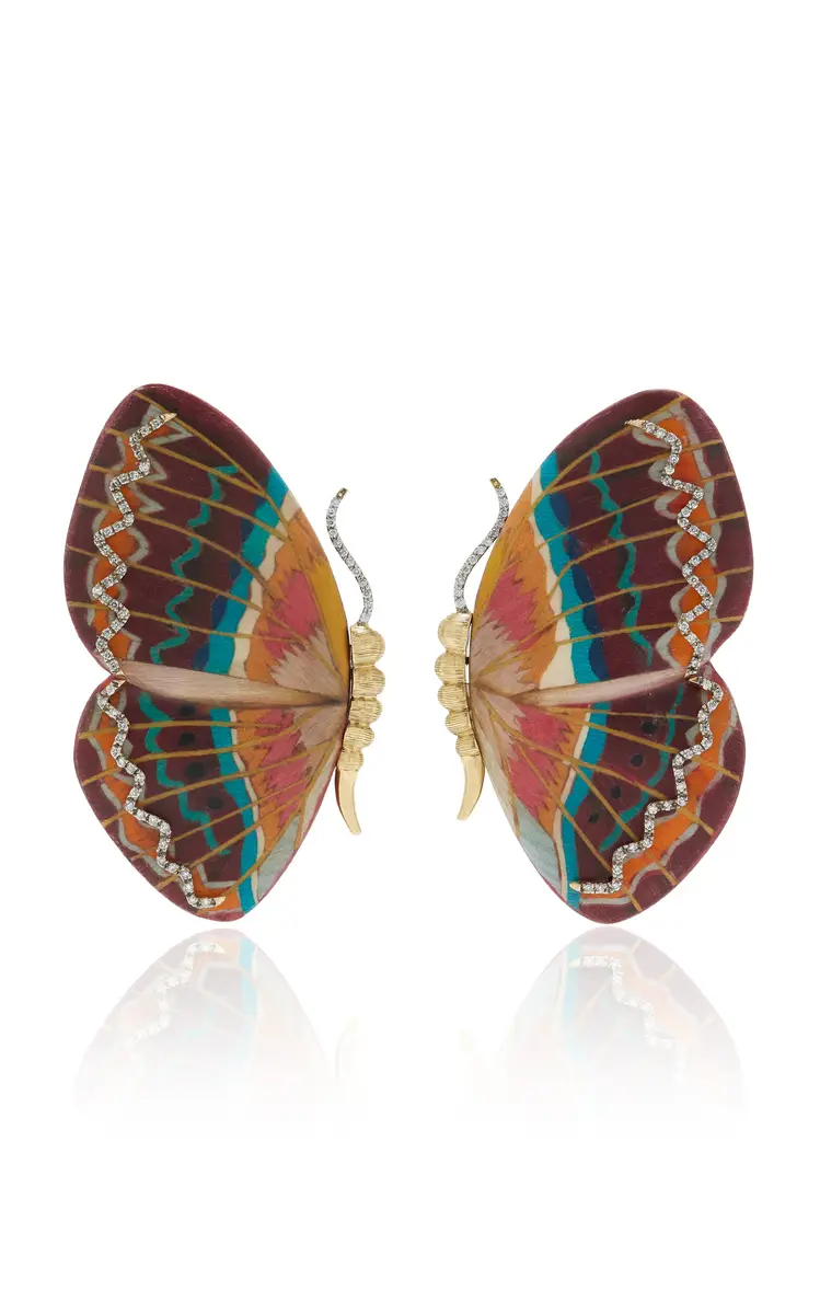 Silvia Furmanovich Marquetry Wood Butterfly Earrings | Thumbnail 4 Silvia Furmanovich Marquetry Wood Butterfly Earrings | Thumbnail 4