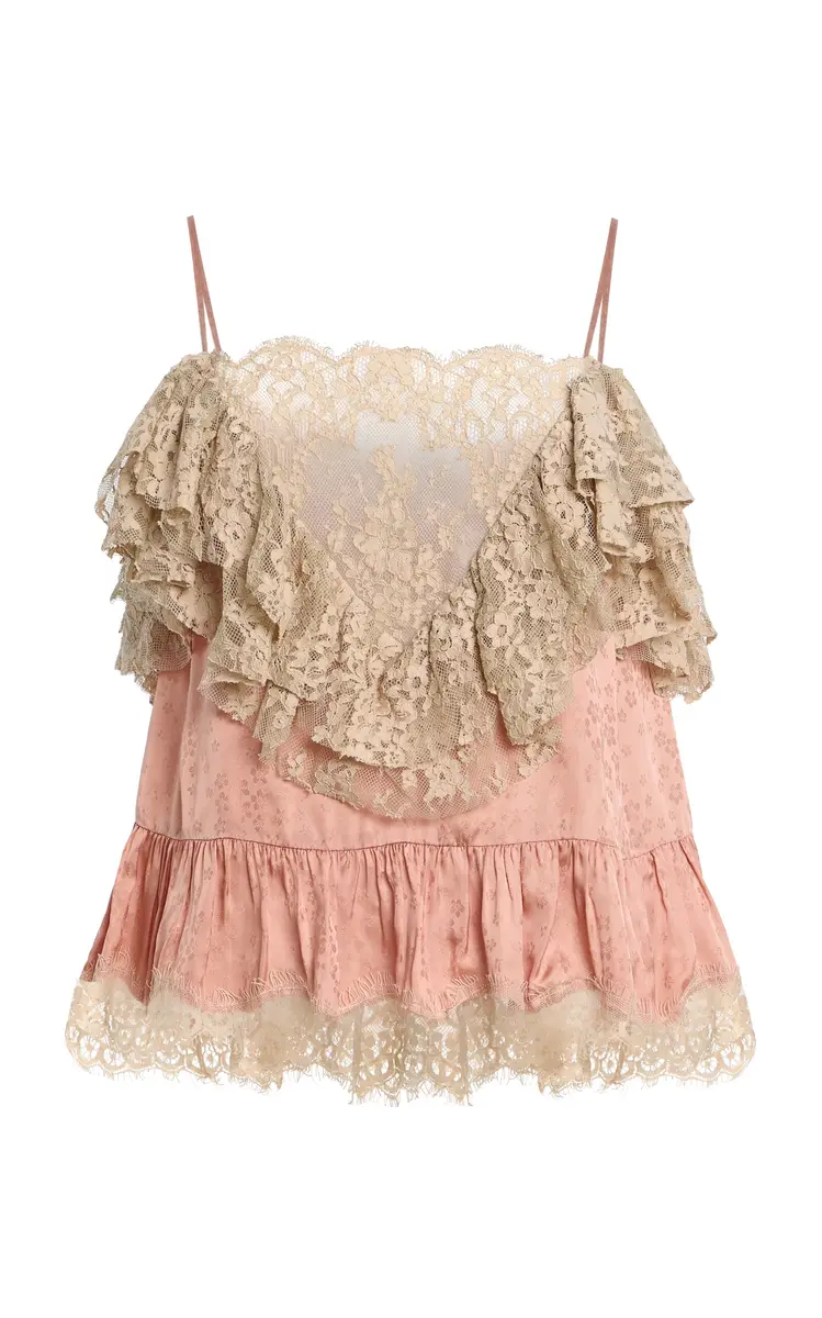 Sea Ethel Lace-Trimmed Jacquard Camisole Top | Image 1 Sea Ethel Lace-Trimmed Jacquard Camisole Top | Image 1