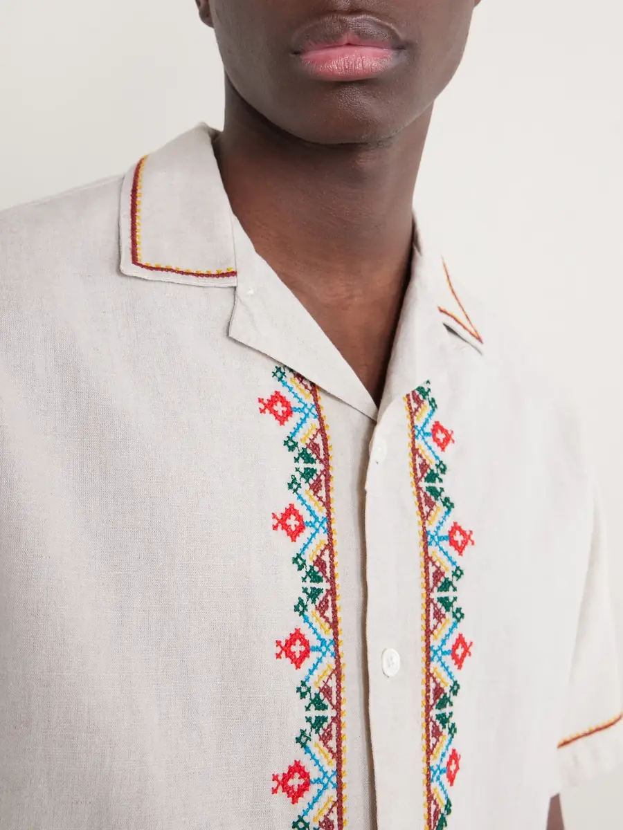 Portuguese Flannel Convertible-Collar Embroidered Linen and Cotton-Blend Shirt - Men | Thumbnail 5 Portuguese Flannel Convertible-Collar Embroidered Linen and Cotton-Blend Shirt - Men | Thumbnail 5