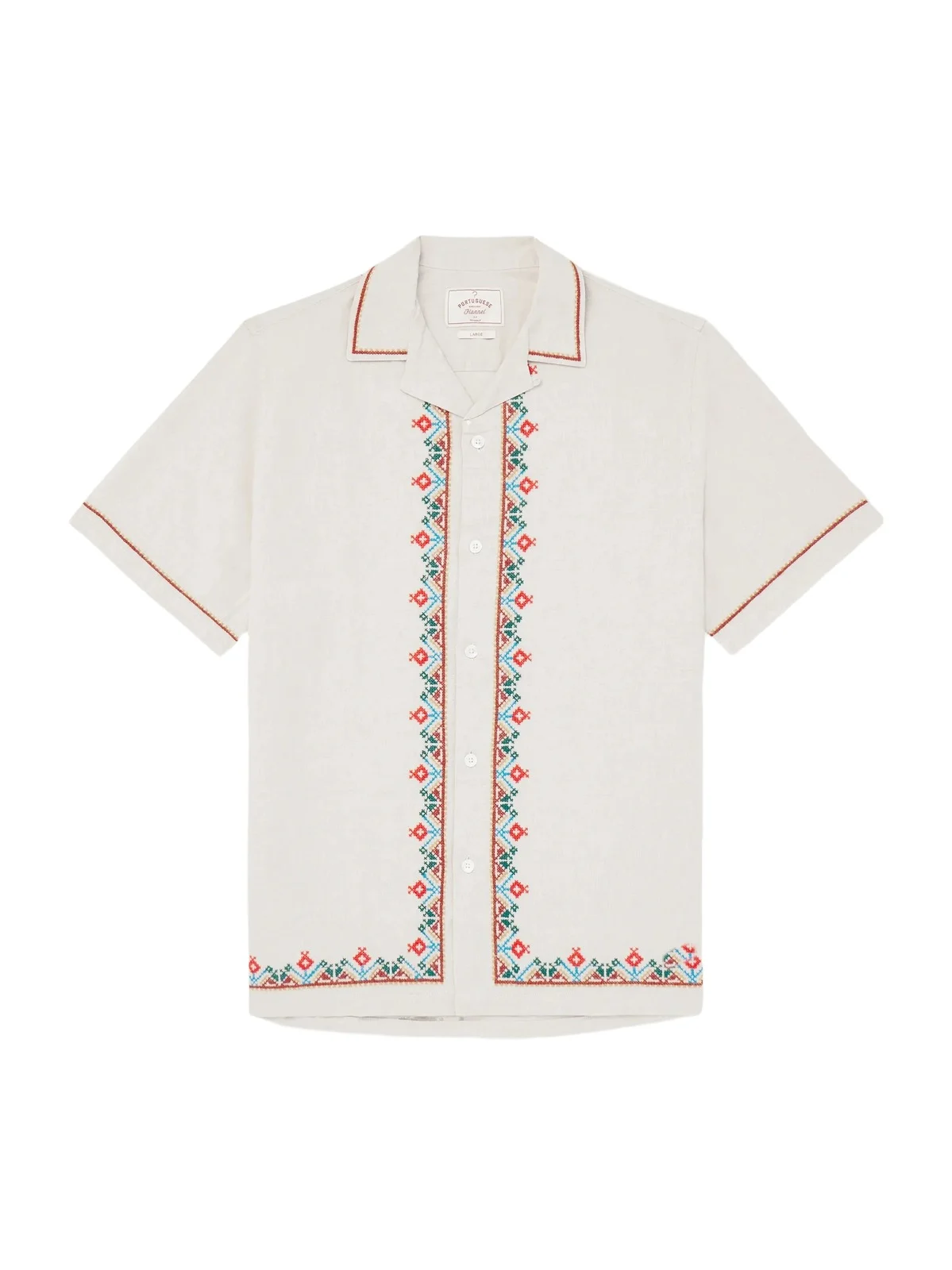 Convertible-Collar Embroidered Linen and Cotton-Blend Shirt - Men Convertible-Collar Embroidered Linen and Cotton-Blend Shirt - Men
