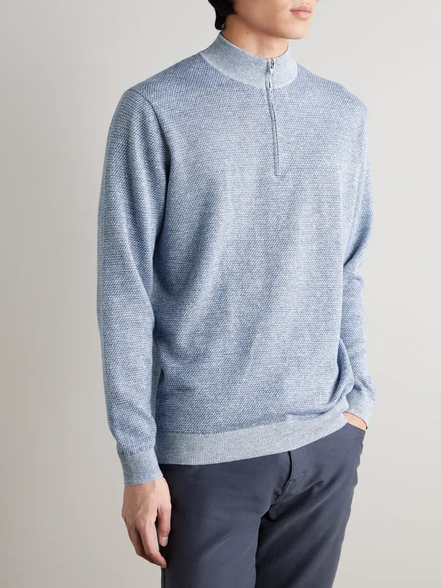 Peter Millar Barlow Merino Wool, Linen and Cotton-Blend Half-Zip Sweater - Men | Thumbnail 3 Peter Millar Barlow Merino Wool, Linen and Cotton-Blend Half-Zip Sweater - Men | Thumbnail 3