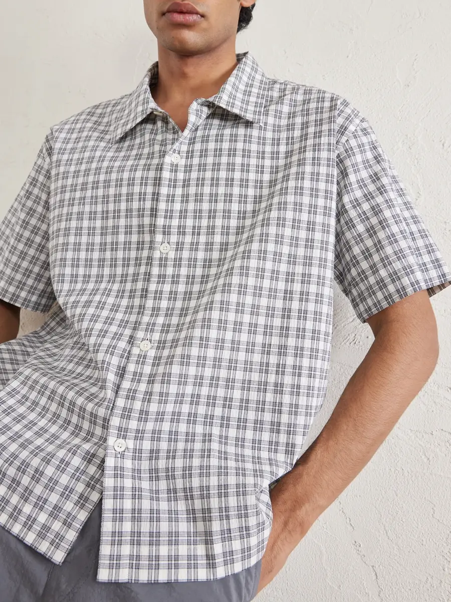 mfpen Holiday Checked Textured Cotton-Blend Shirt - Men | Thumbnail 4 mfpen Holiday Checked Textured Cotton-Blend Shirt - Men | Thumbnail 4